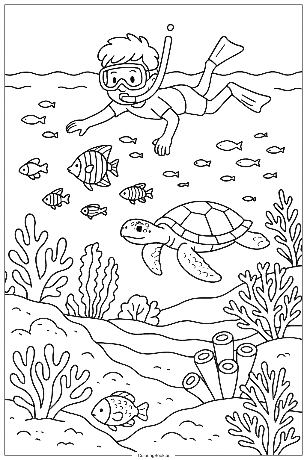  Page de coloriage Récif Sous-Marin pendant les Vacances de Printemps 