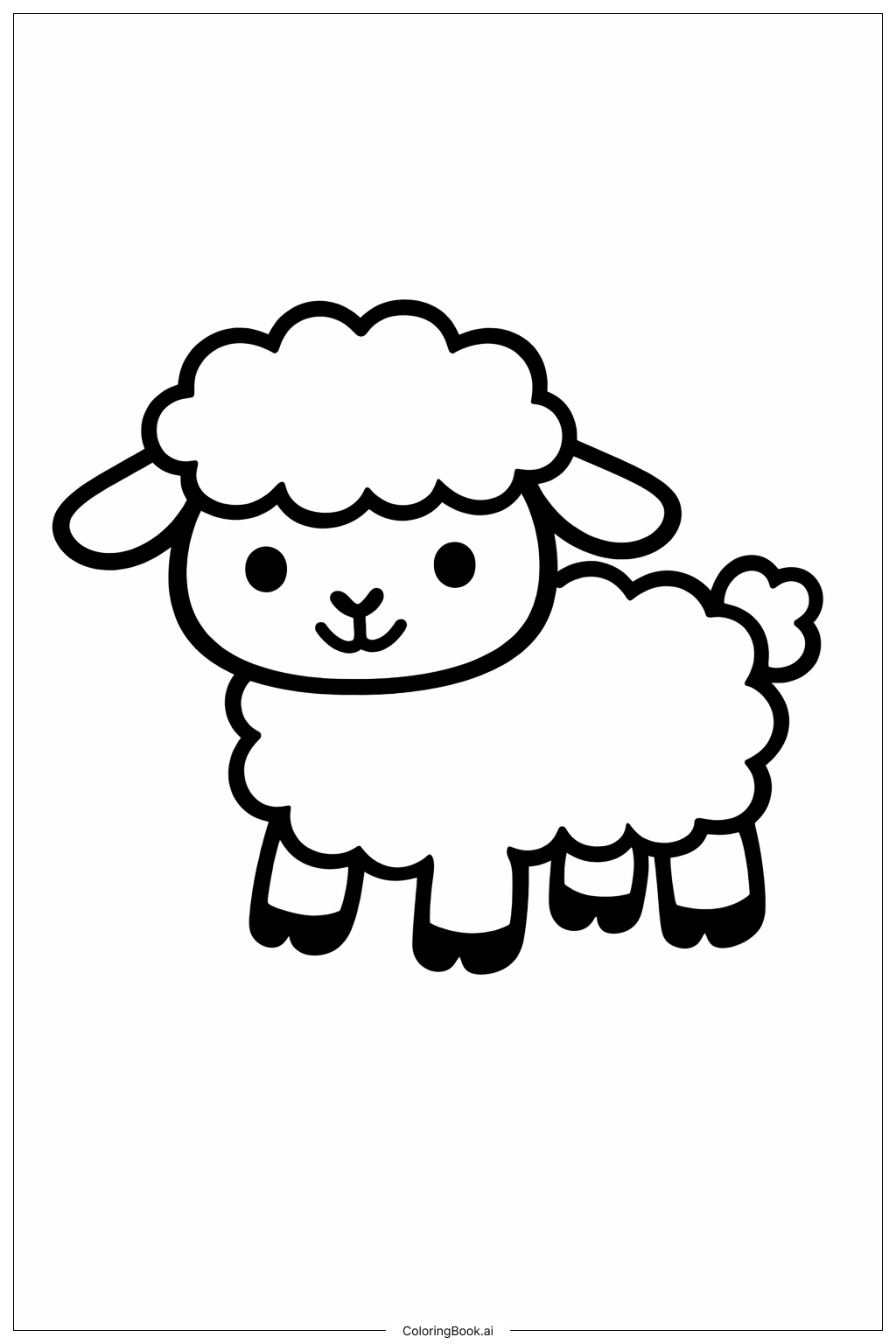  春の子羊の塗り絵ページ 