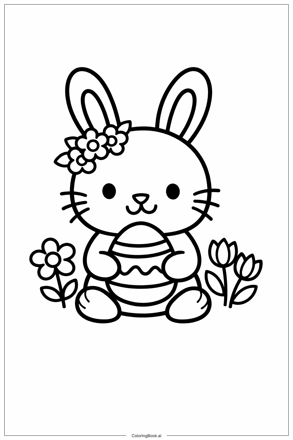  春のうさぎの塗り絵ページ 