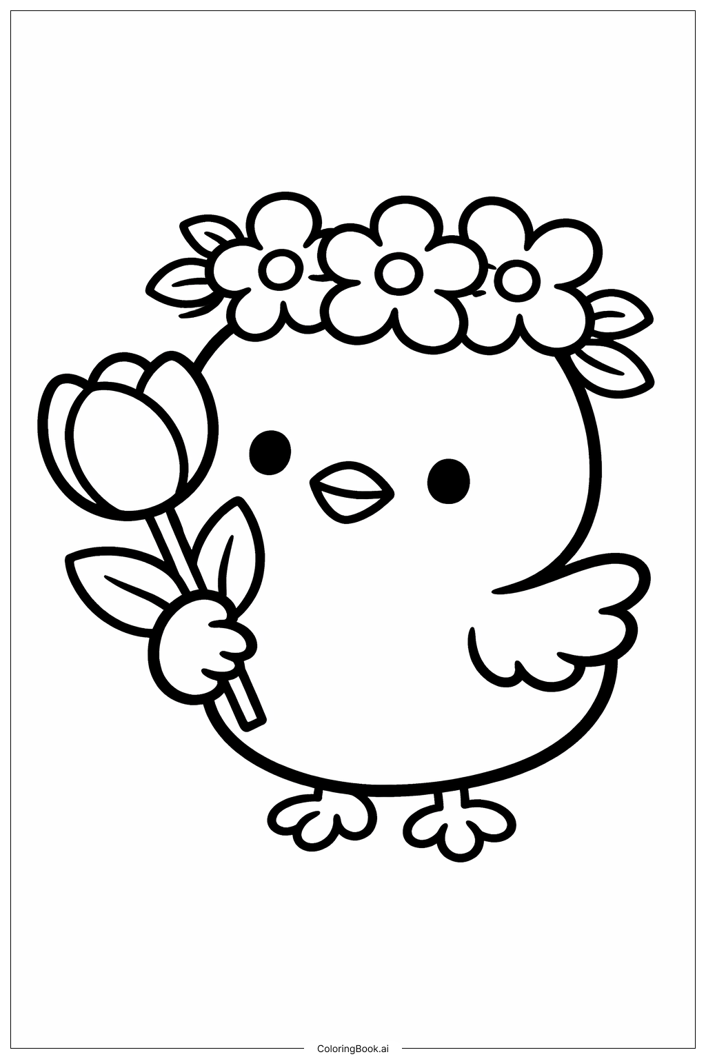  春のひよこの塗り絵ページ 