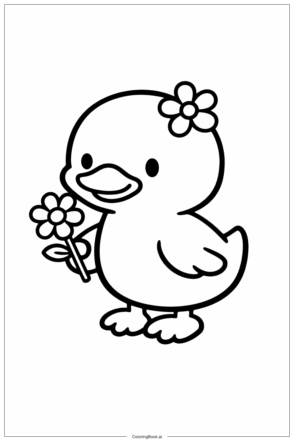  春の子アヒルの塗り絵ページ 