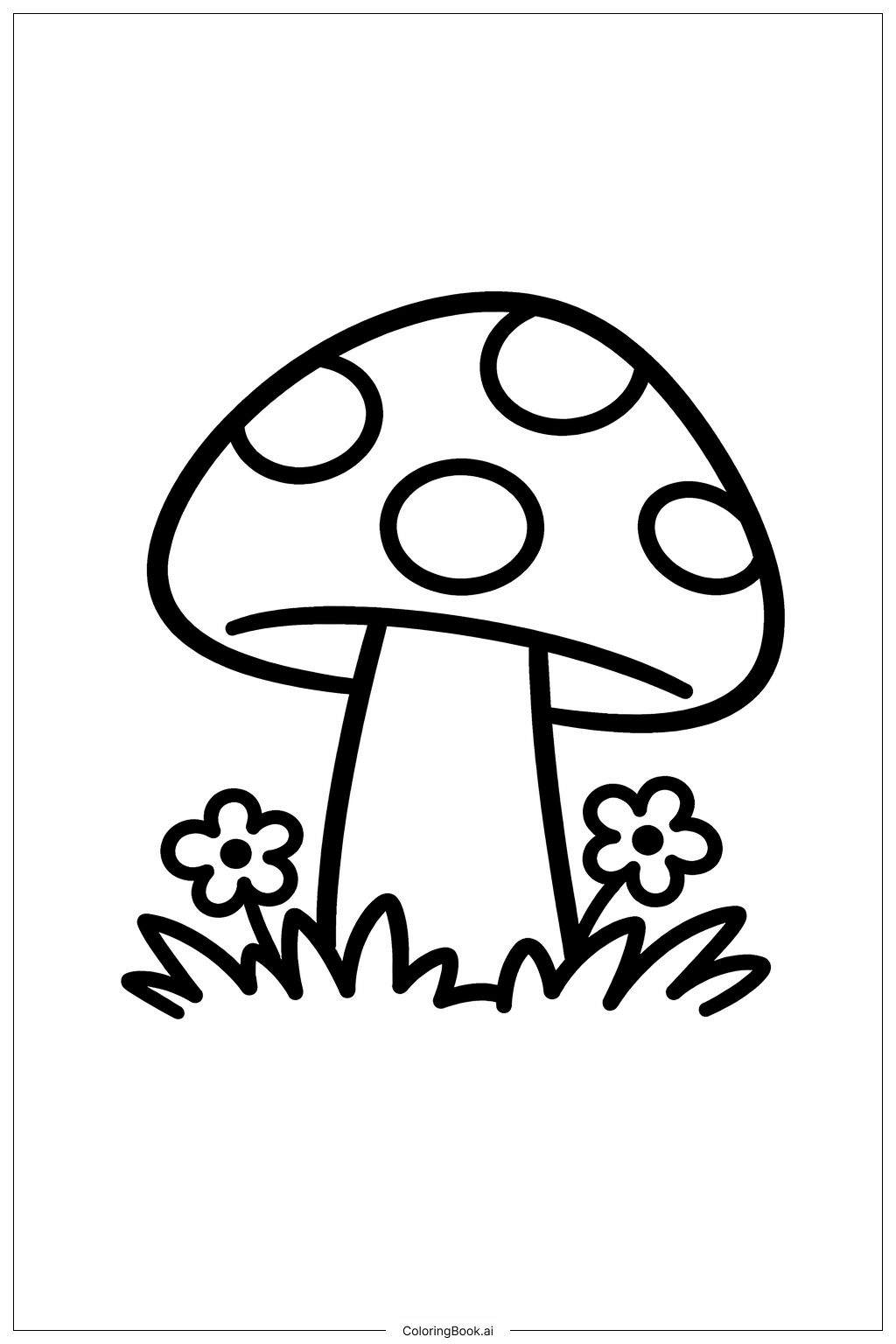  春のキノコの塗り絵ページ 