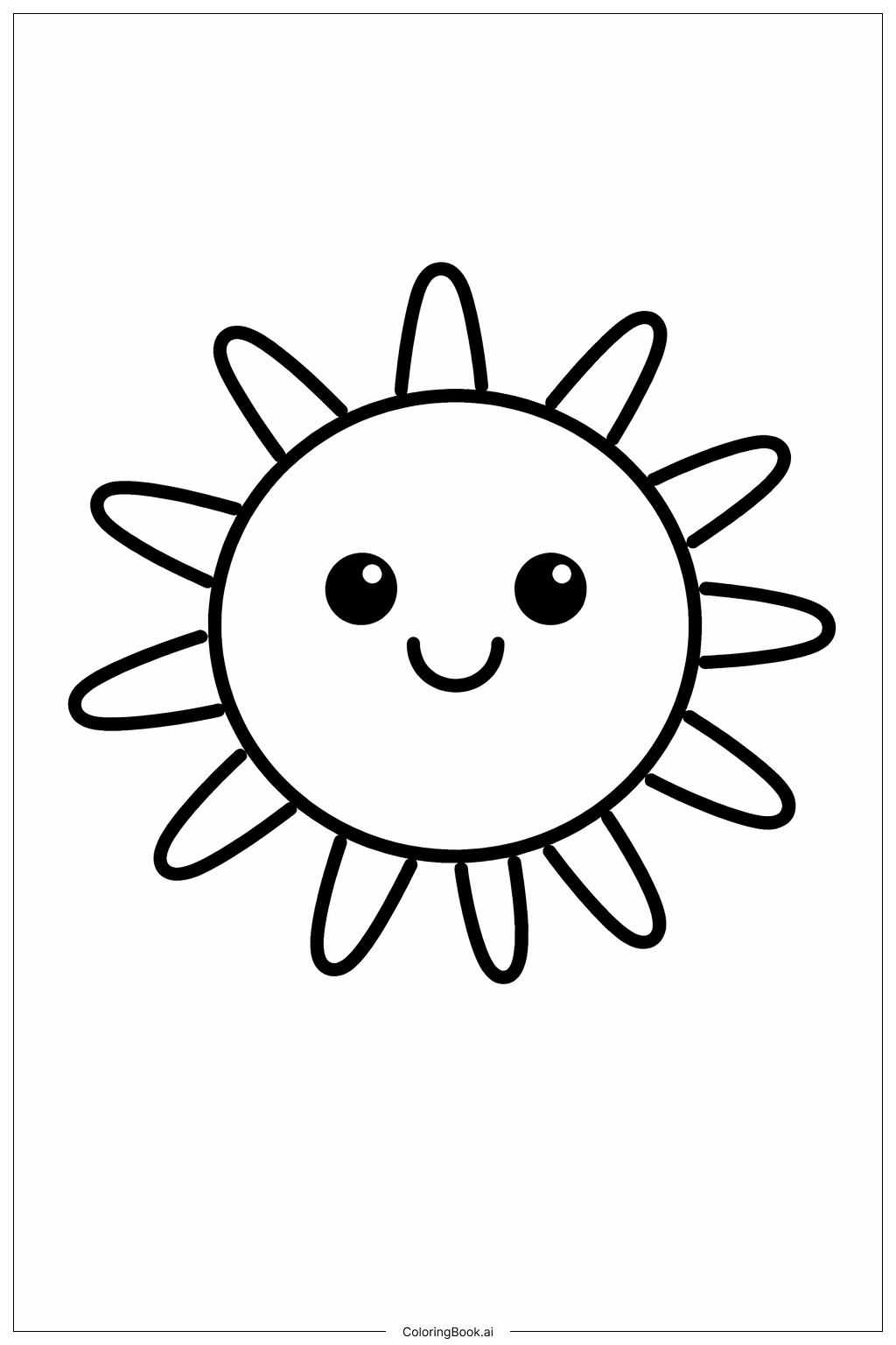  春の太陽の塗り絵ページ 