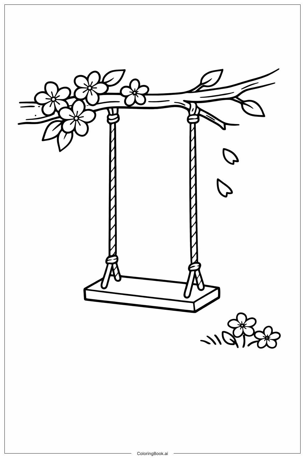  スプリングタイムスイングの塗り絵ページ 