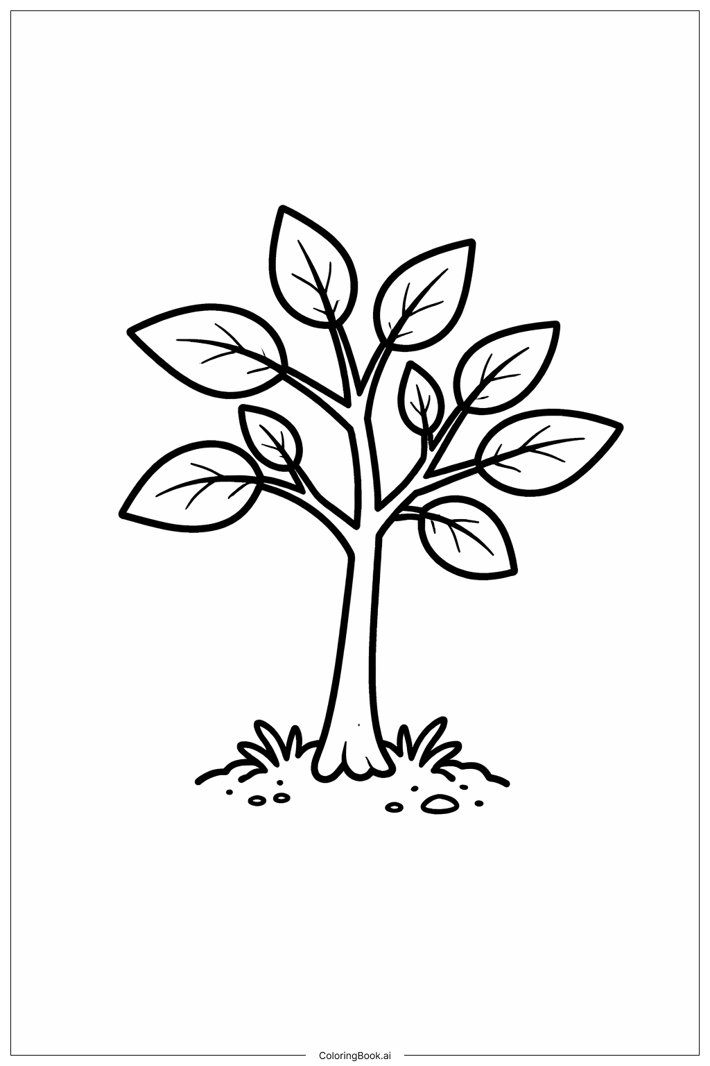  春の若木の塗り絵ページ 