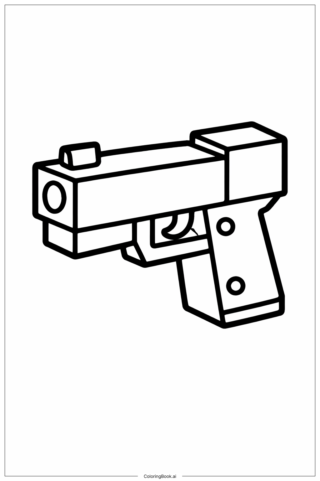  Page de coloriage Pistolet à Blocs Carrés 