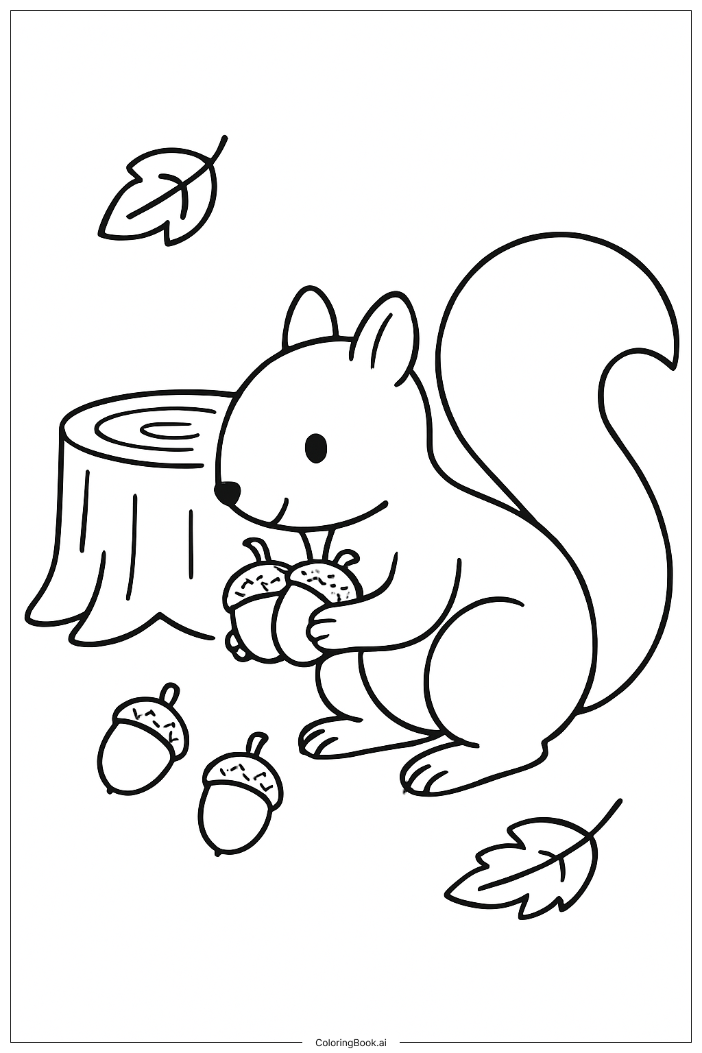 Ardilla recogiendo bellotas en otoño