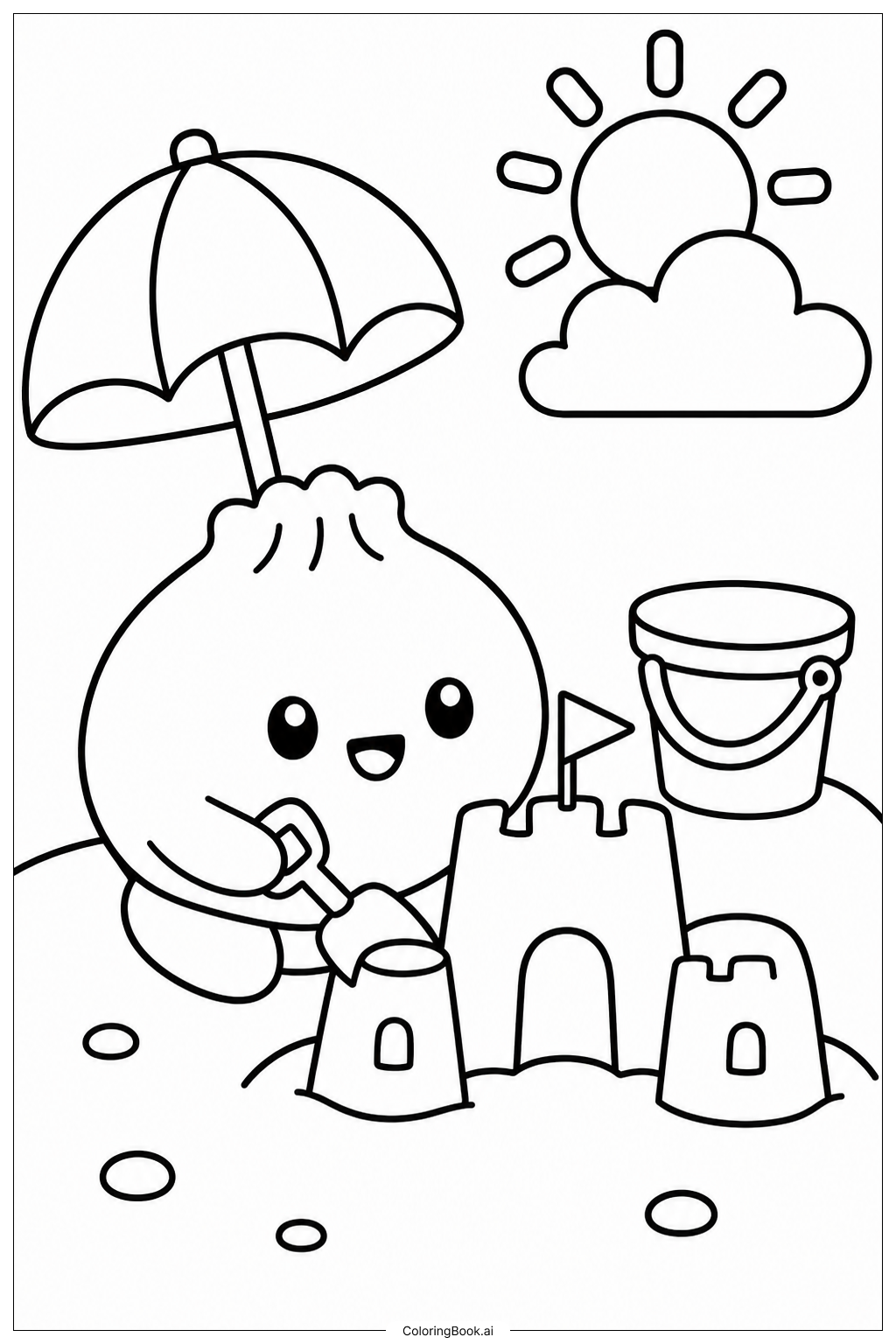 スクイッシーダンプリングビーチの塗り絵ページ