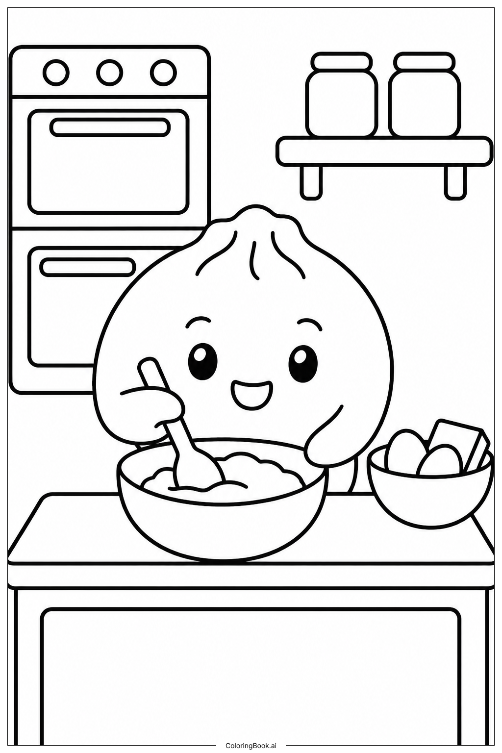 スコッシーダンプリングクッキーを焼くの塗り絵ページ