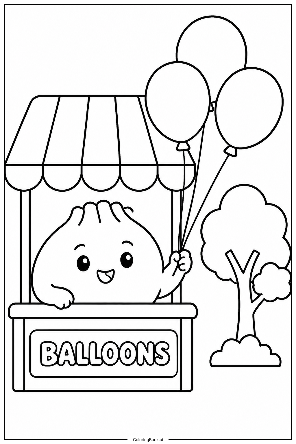  Página para colorear de Squishy Dumpling Balloon Stand 
