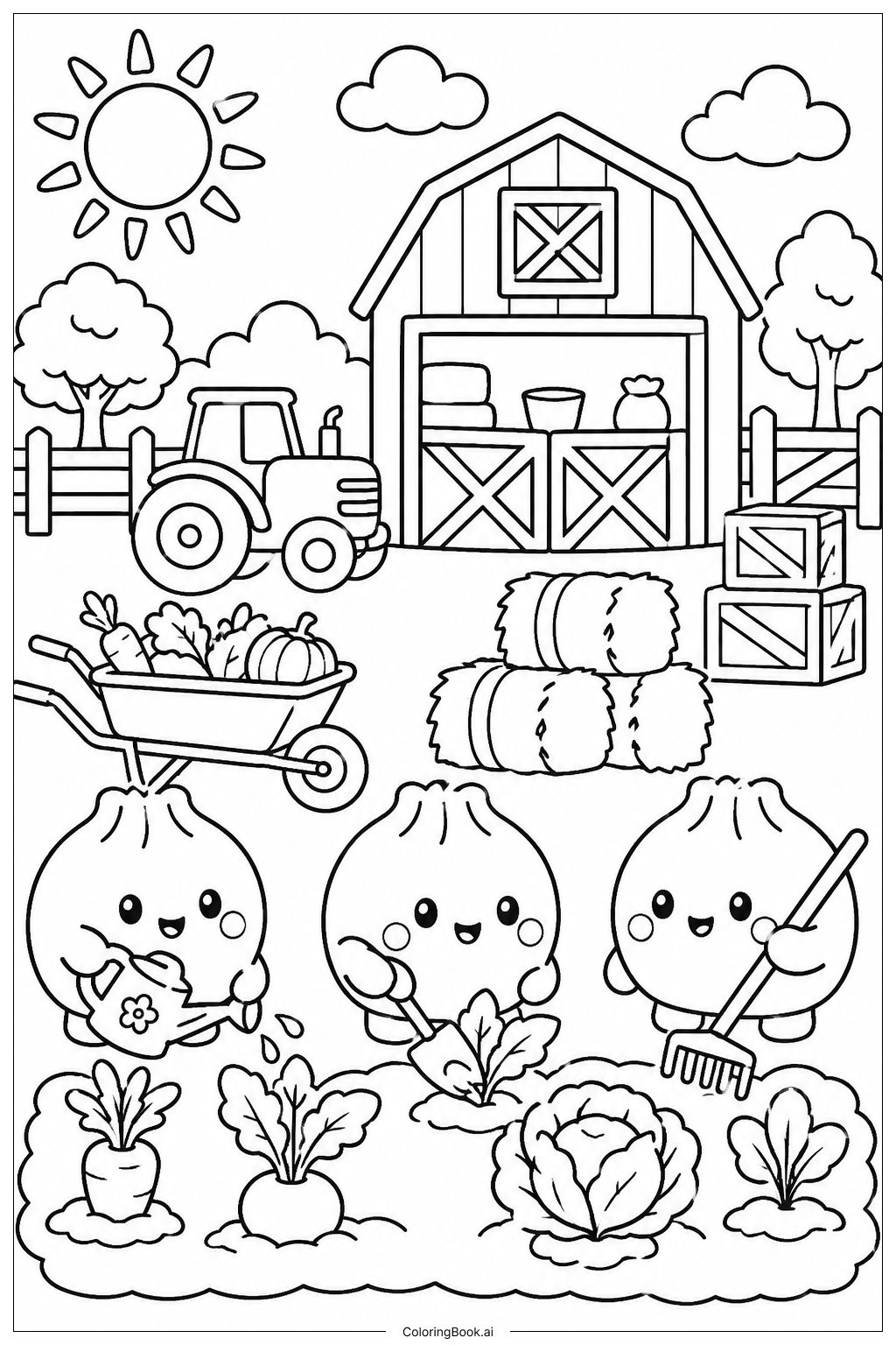 Squishy Dumpling Farm Day Ausmalseite