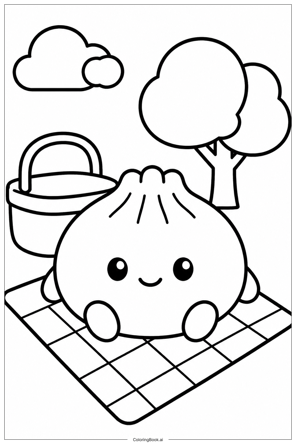  Página para colorear de Picnic en el Jardín de Squishy Dumpling 