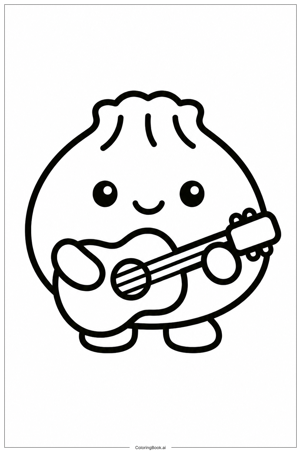  Página para colorear de Squishy Dumpling Guitarra 