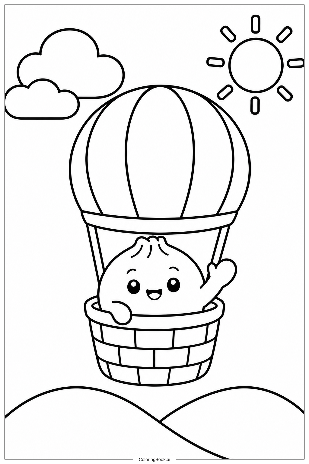  Página para colorear de Squishy Dumpling Globo Aerostático 