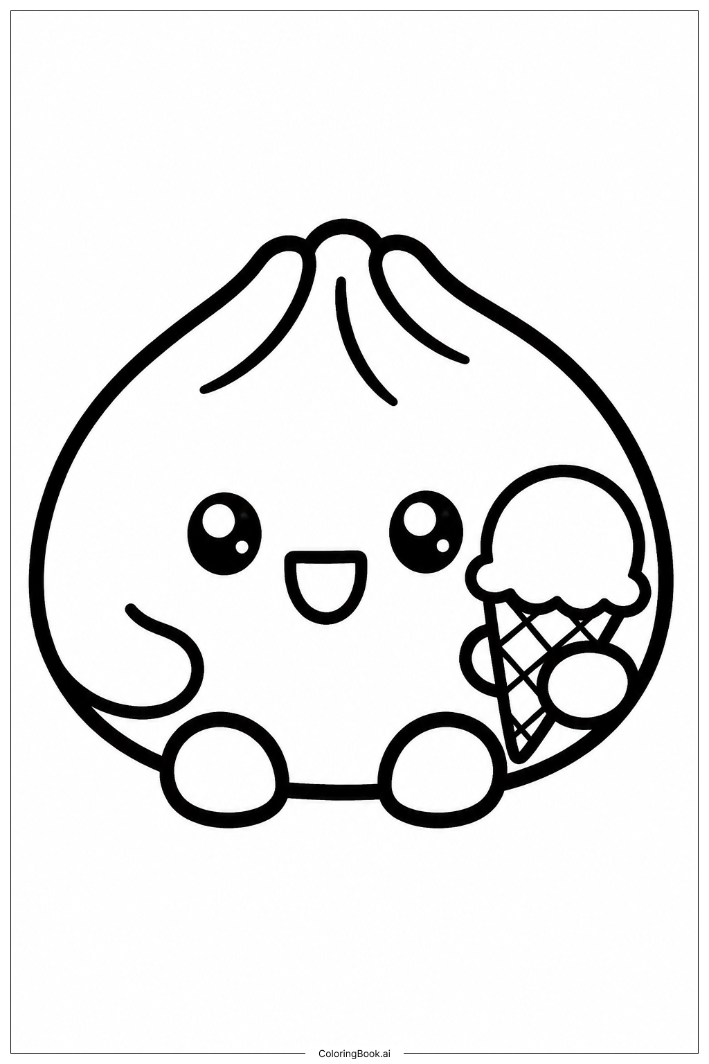  Página para colorear de Squishy Dumpling Ice Cream 