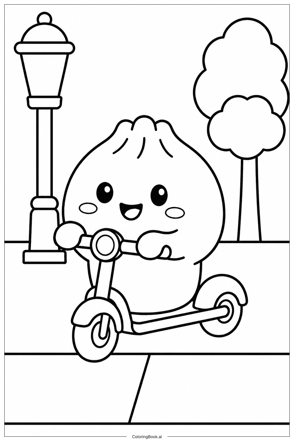 スクイシーダンプリングオンスクーターの塗り絵ページ