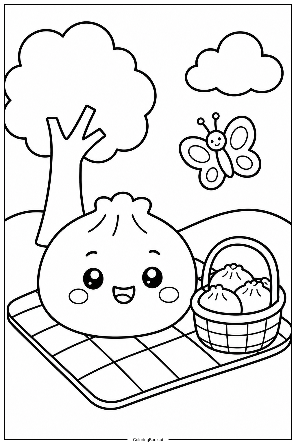 スカイシーダンプリングピクニックの塗り絵ページ