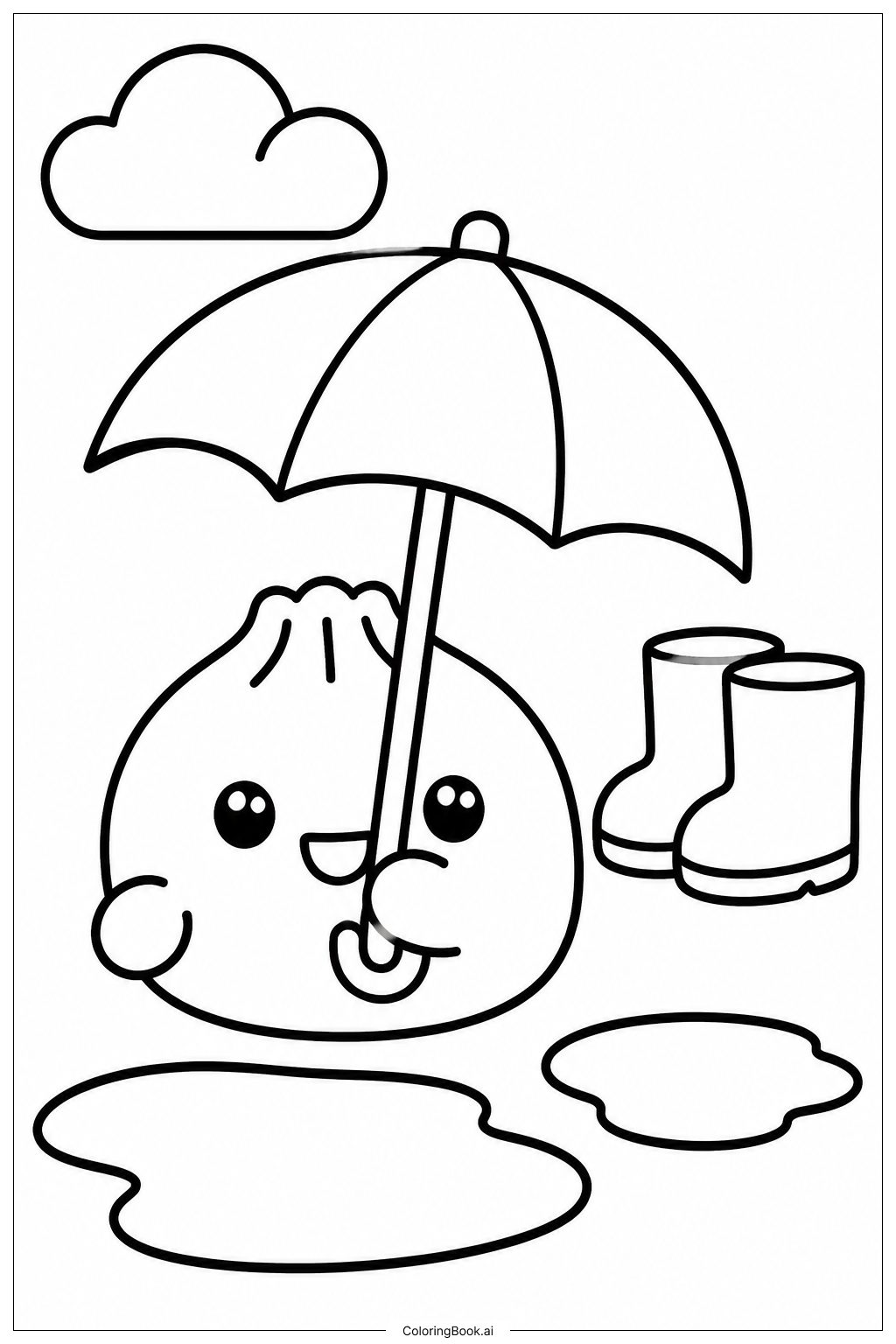 Squishy Dumpling Regen Tag Ausmalseite