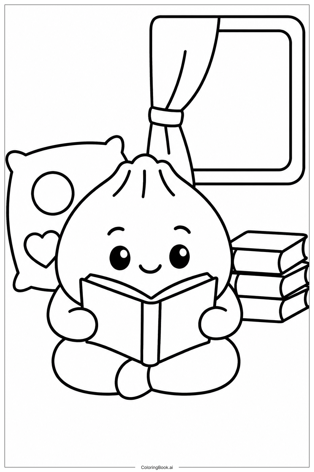 Squishy Dumpling Reading Bookの塗り絵ページ