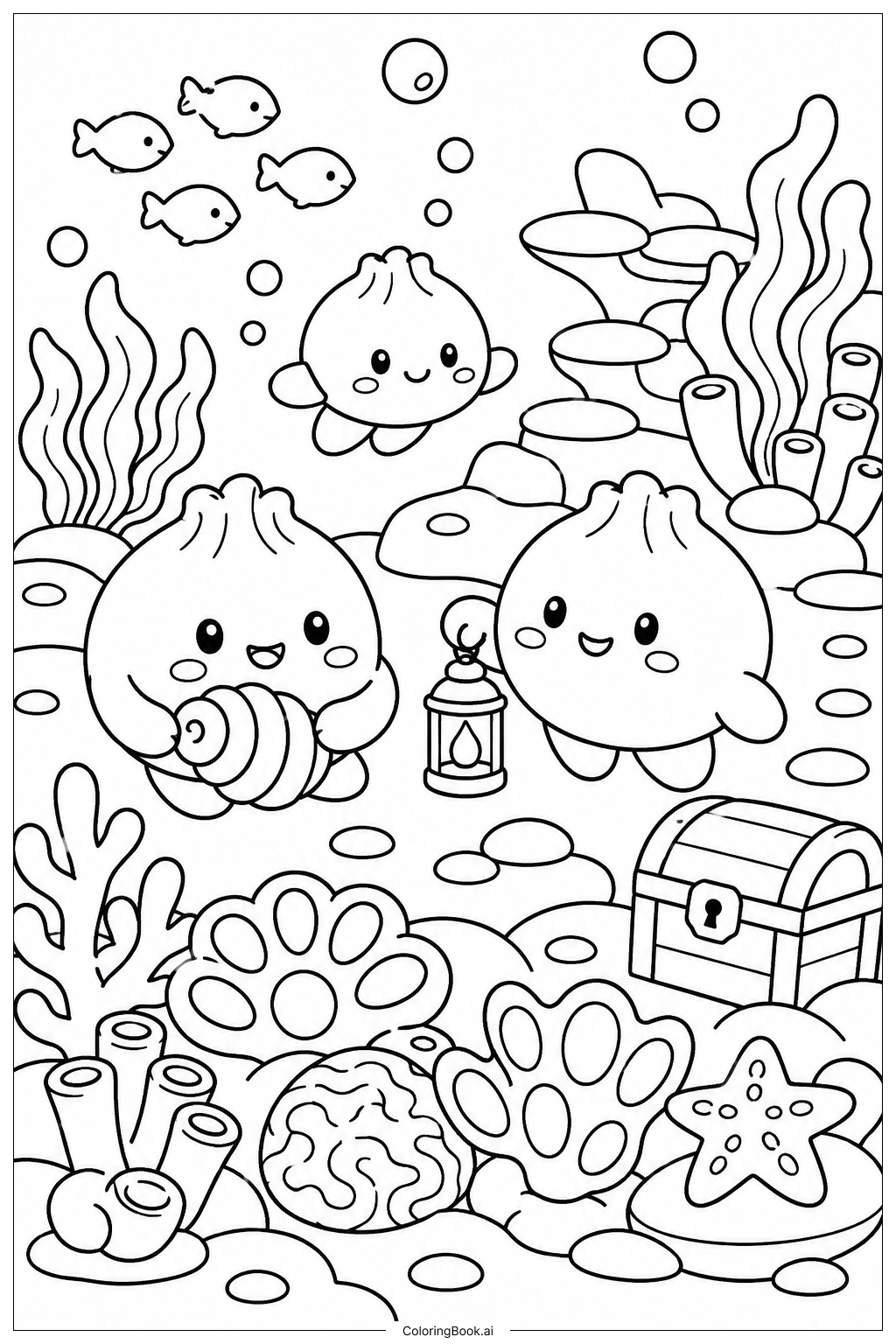  Squishy Dumpling Unterwasserabenteuer Ausmalseite 
