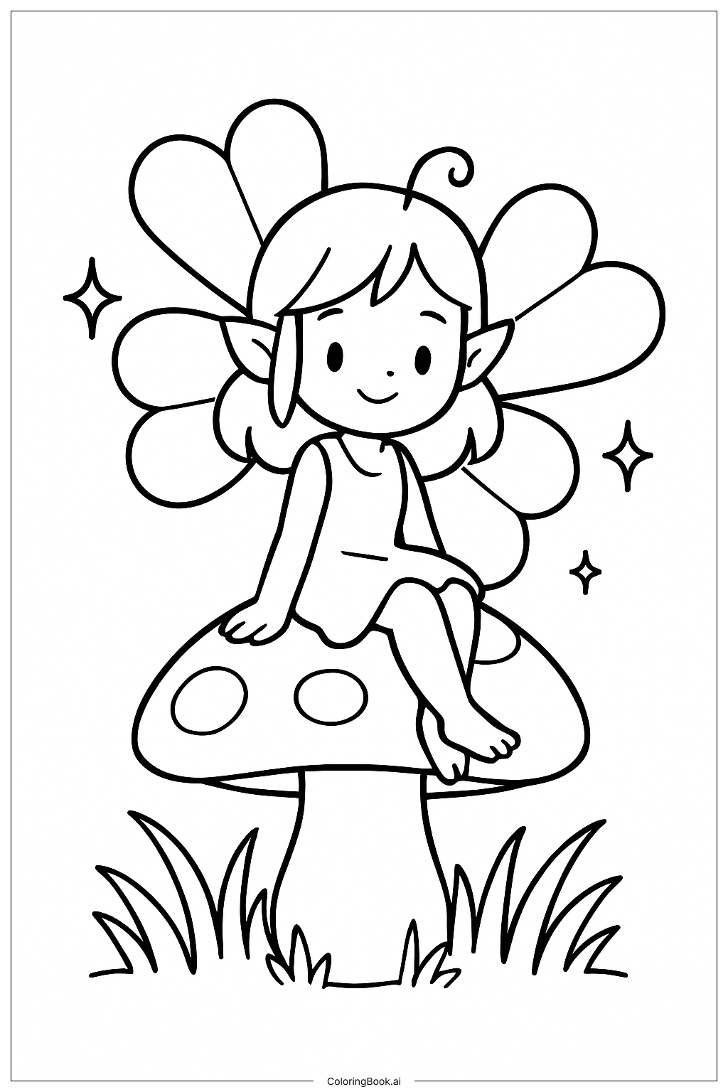  클로버 날개를 가진 세인트 패트릭의 요정 색칠공부 페이지 