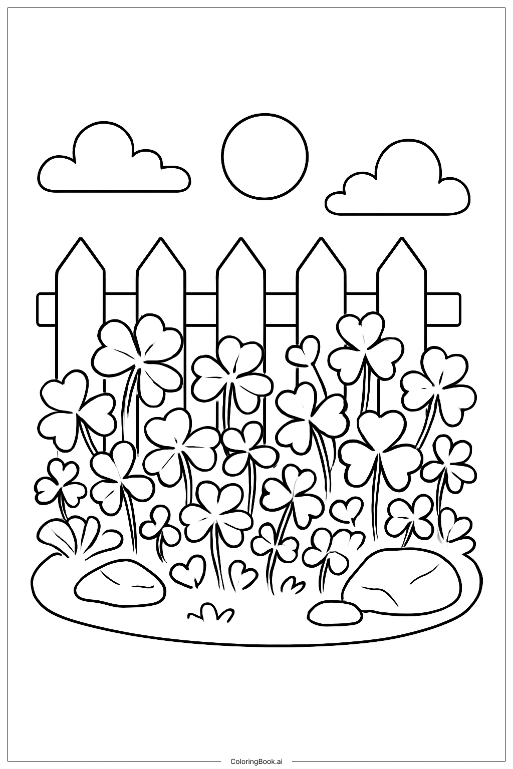  성 패트릭 데이 작은 클로버 정원 색칠공부 페이지 