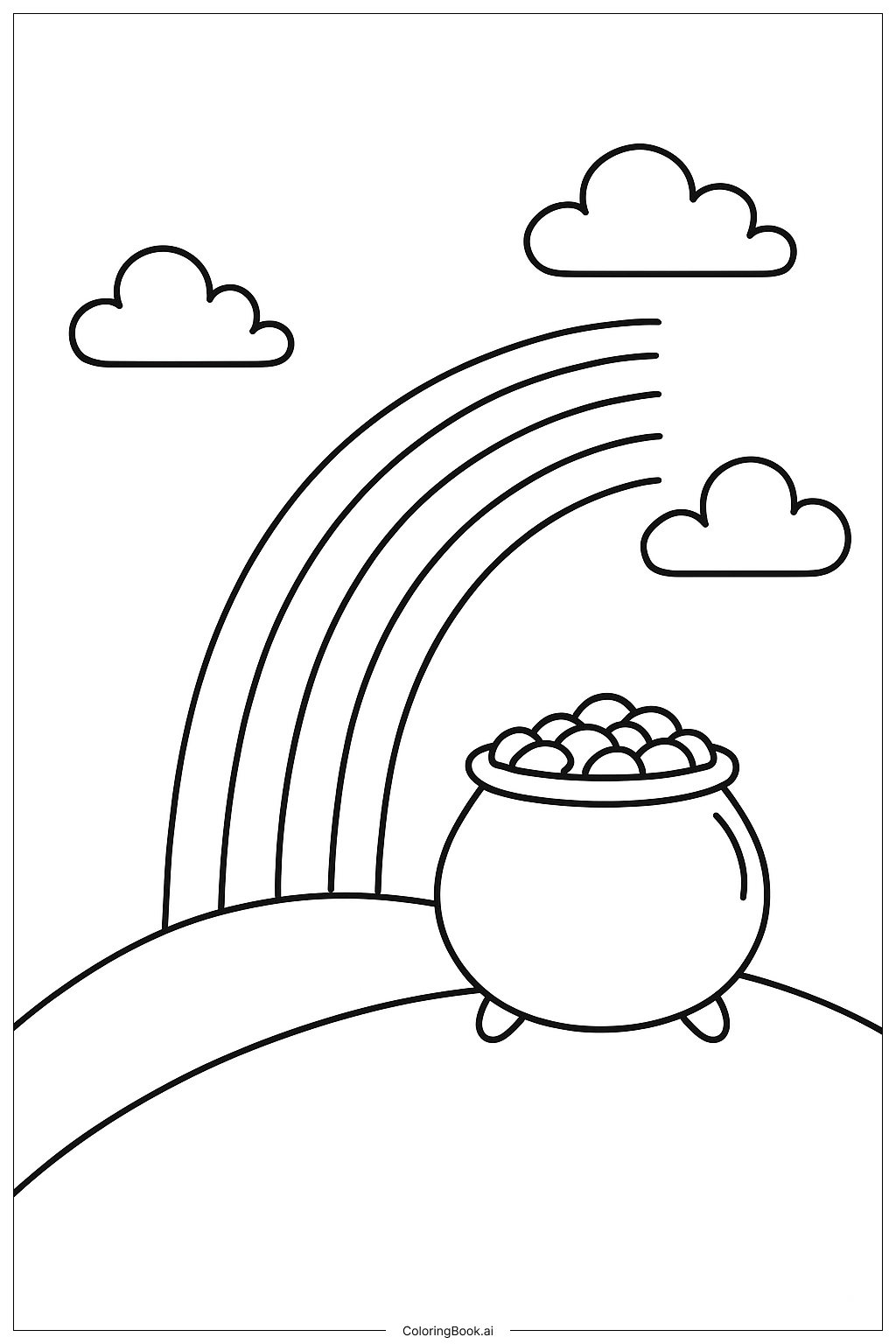  성패트릭의 날 무지개와 금항아리 색칠공부 페이지 