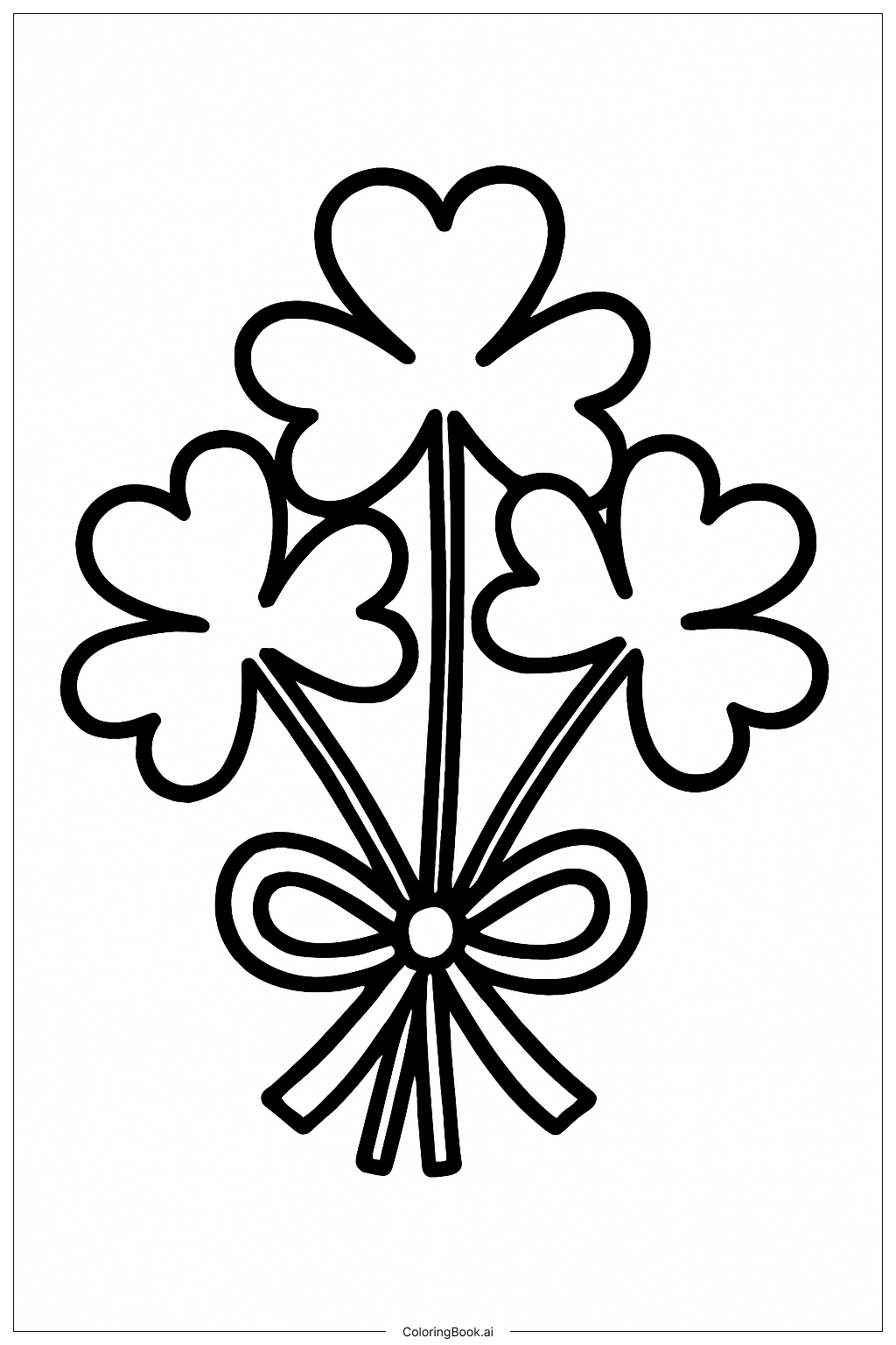  세인트 패트릭 데이 샴록 부케 색칠공부 페이지 