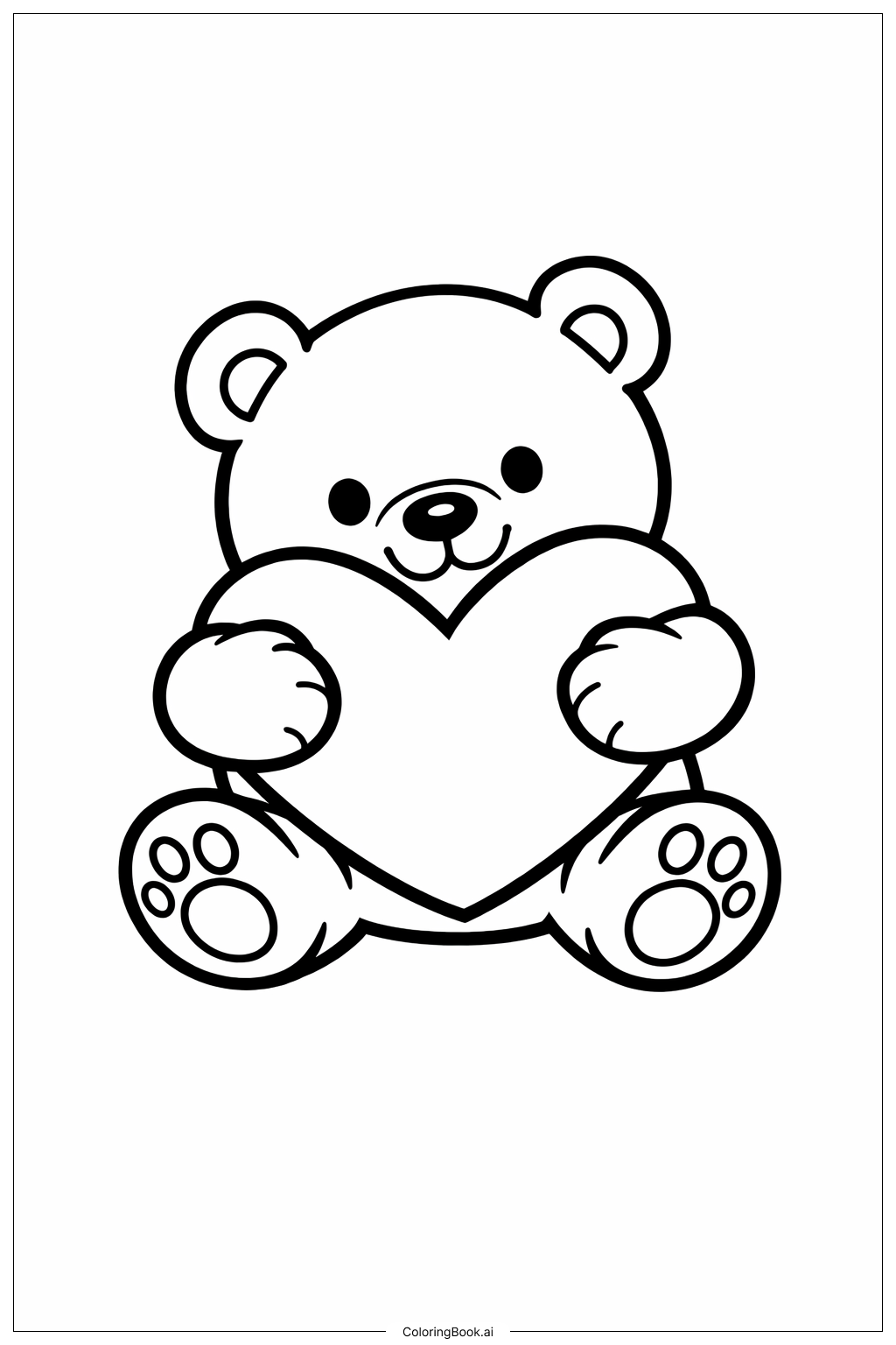  Page de coloriage Câlin d'Ours de la Saint-Valentin 