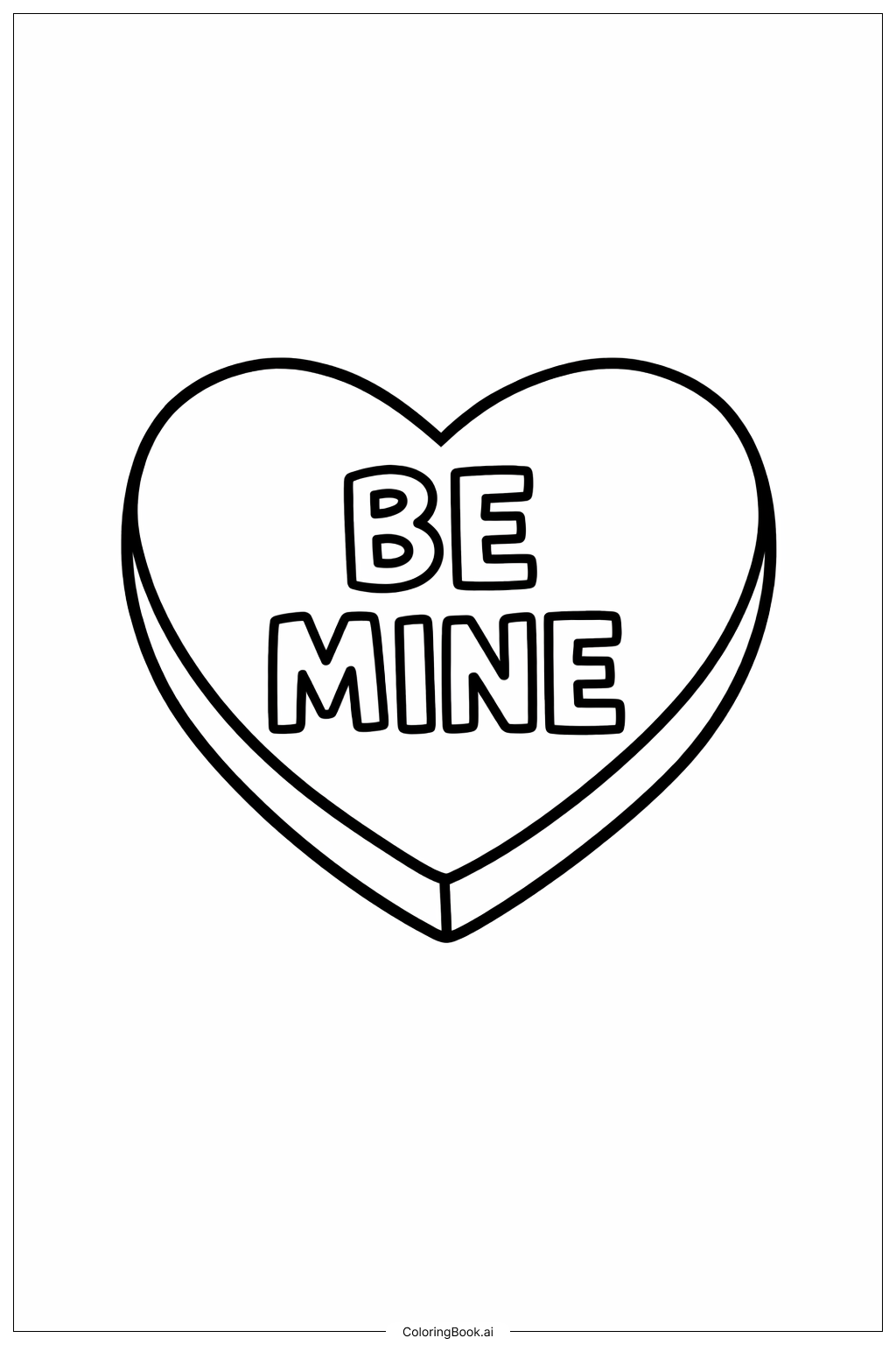  Page de coloriage Cœur de Bonbon de la Saint-Valentin 