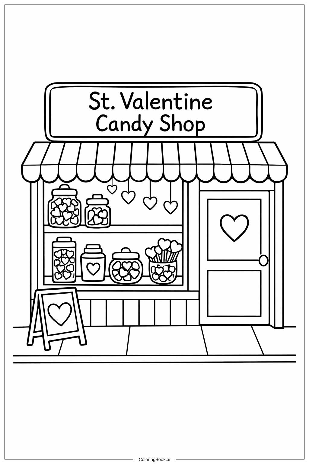  Trang tô màu Cửa Hàng Kẹo Ngày Thánh Valentine 
