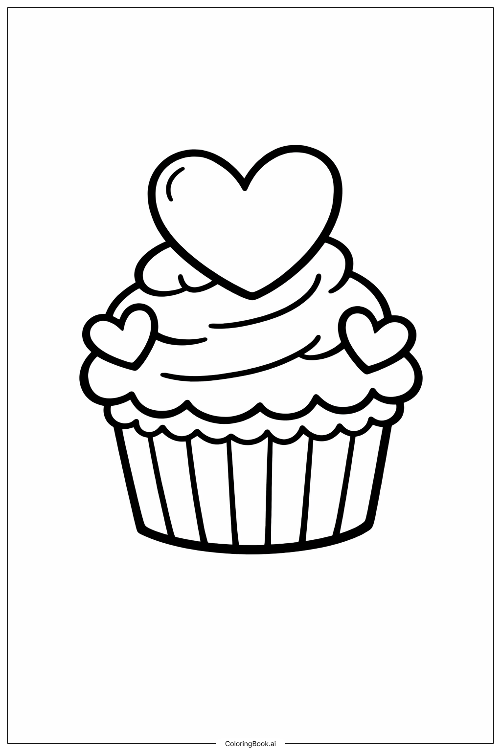  Page de coloriage Cupcake Saint Valentin 
