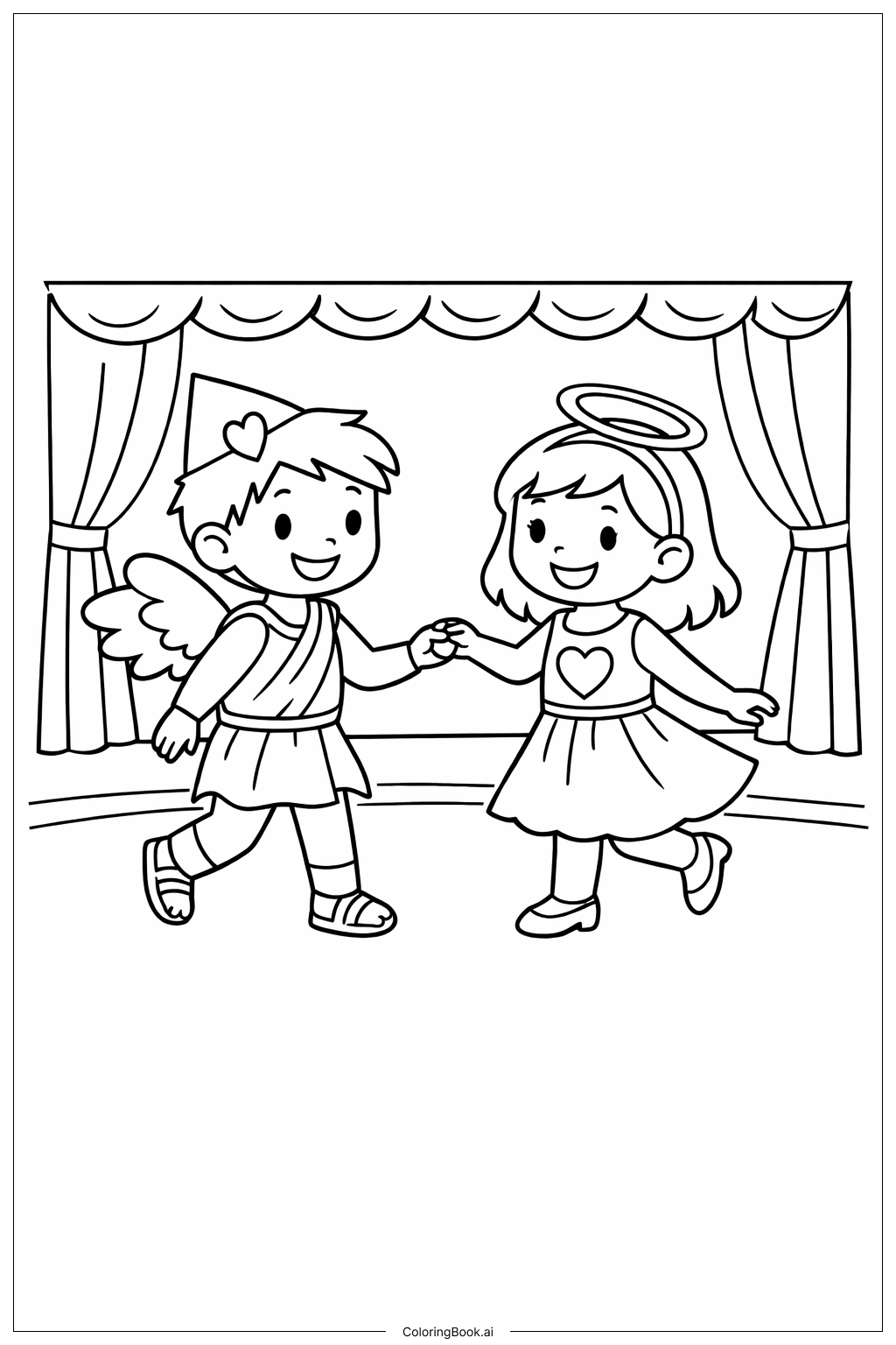  Trang tô màu Cặp Đôi Khiêu Vũ Thánh Valentine 