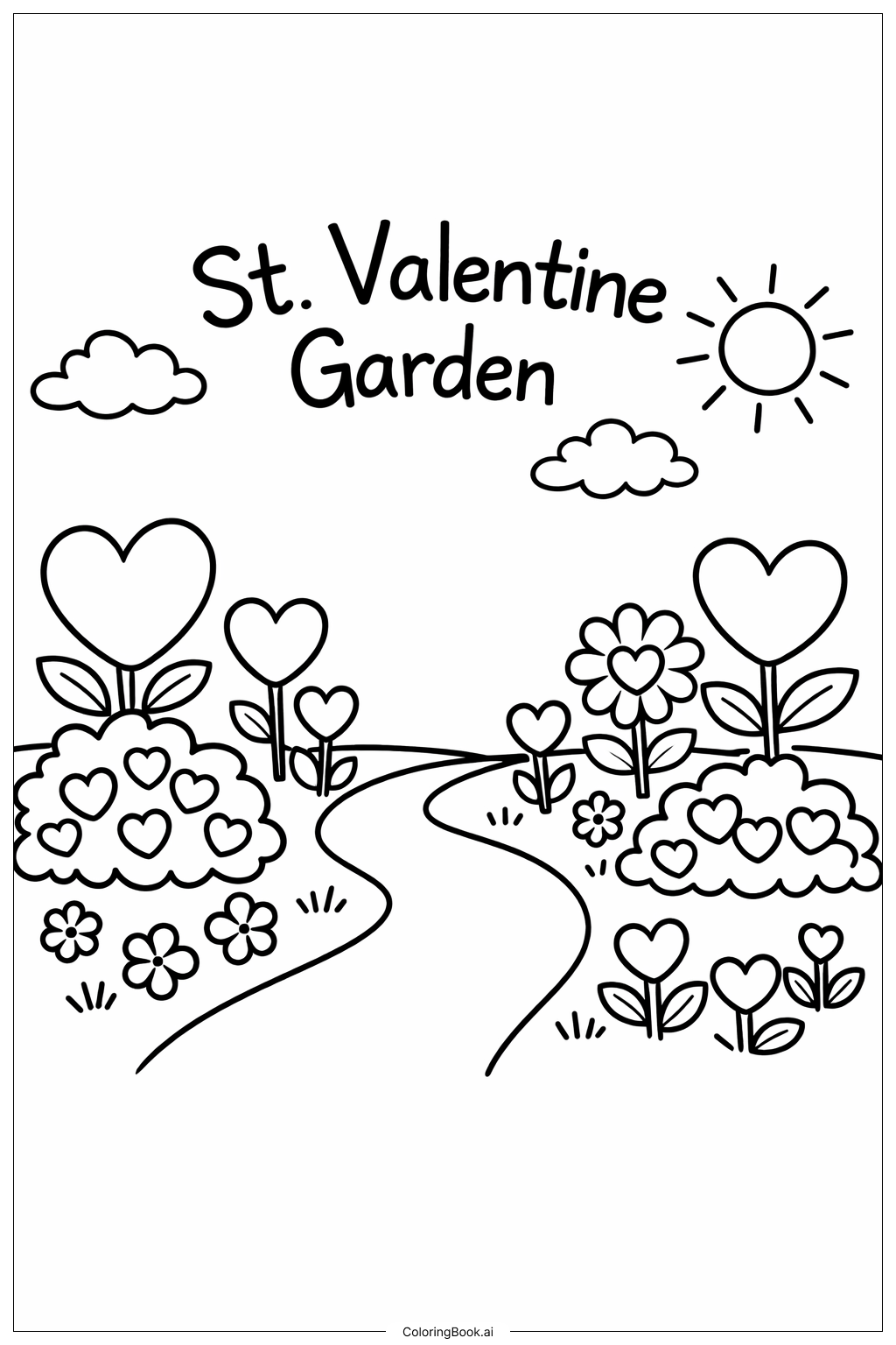  Trang tô màu Vườn Thánh Valentine 