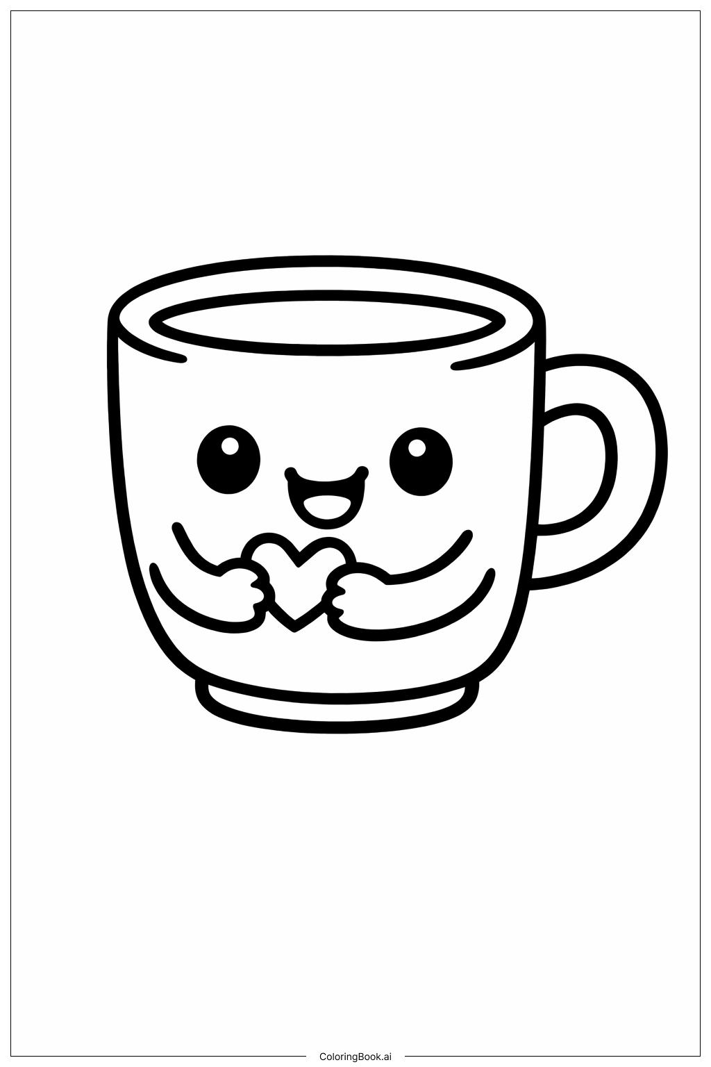  Page de coloriage Tasse joyeuse de la Saint-Valentin 