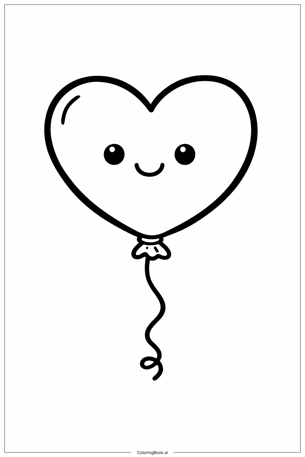  Page de coloriage Ballon Coeur de la Saint-Valentin 
