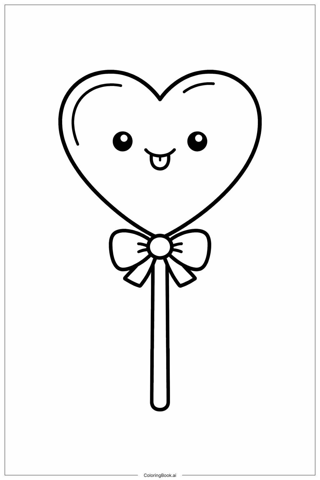  Page de coloriage Sucette en forme de cœur pour la Saint-Valentin 