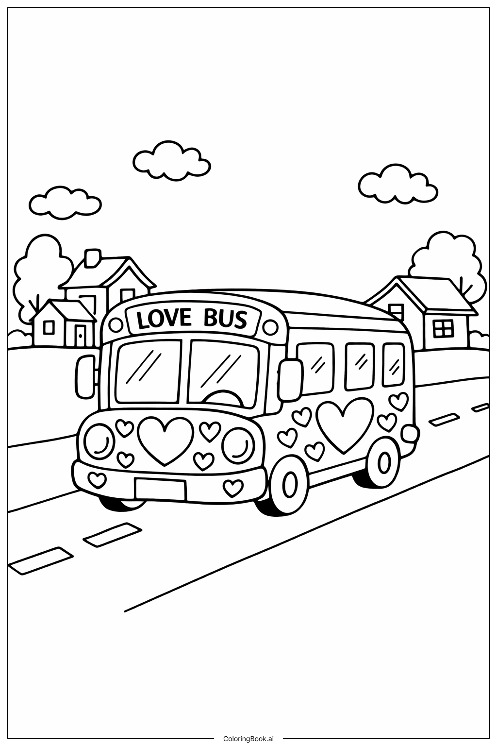  Trang tô màu Xe Buýt Tình Yêu Thánh Valentine 