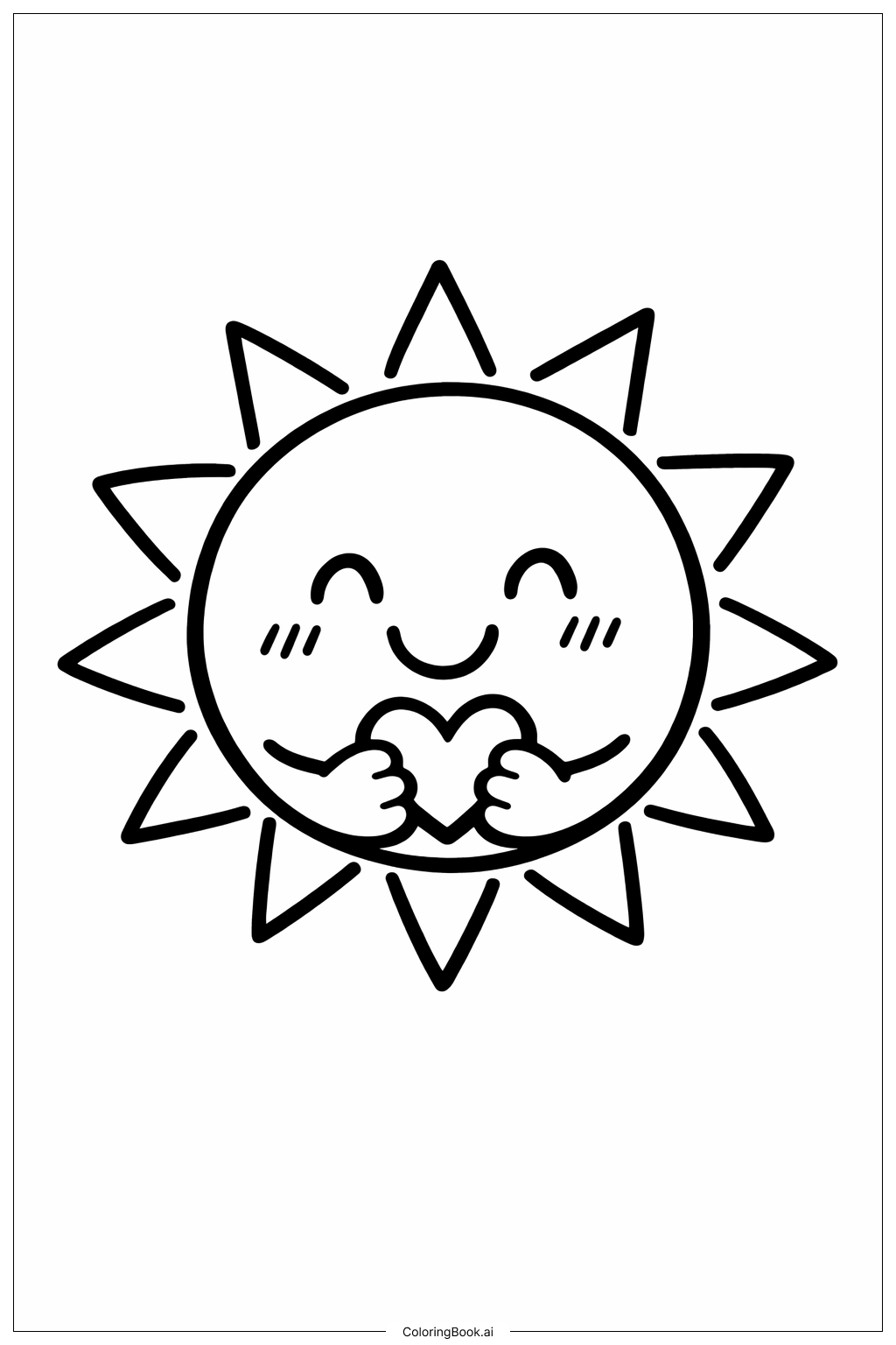  Page de coloriage Soleil Sourire de la Saint-Valentin 