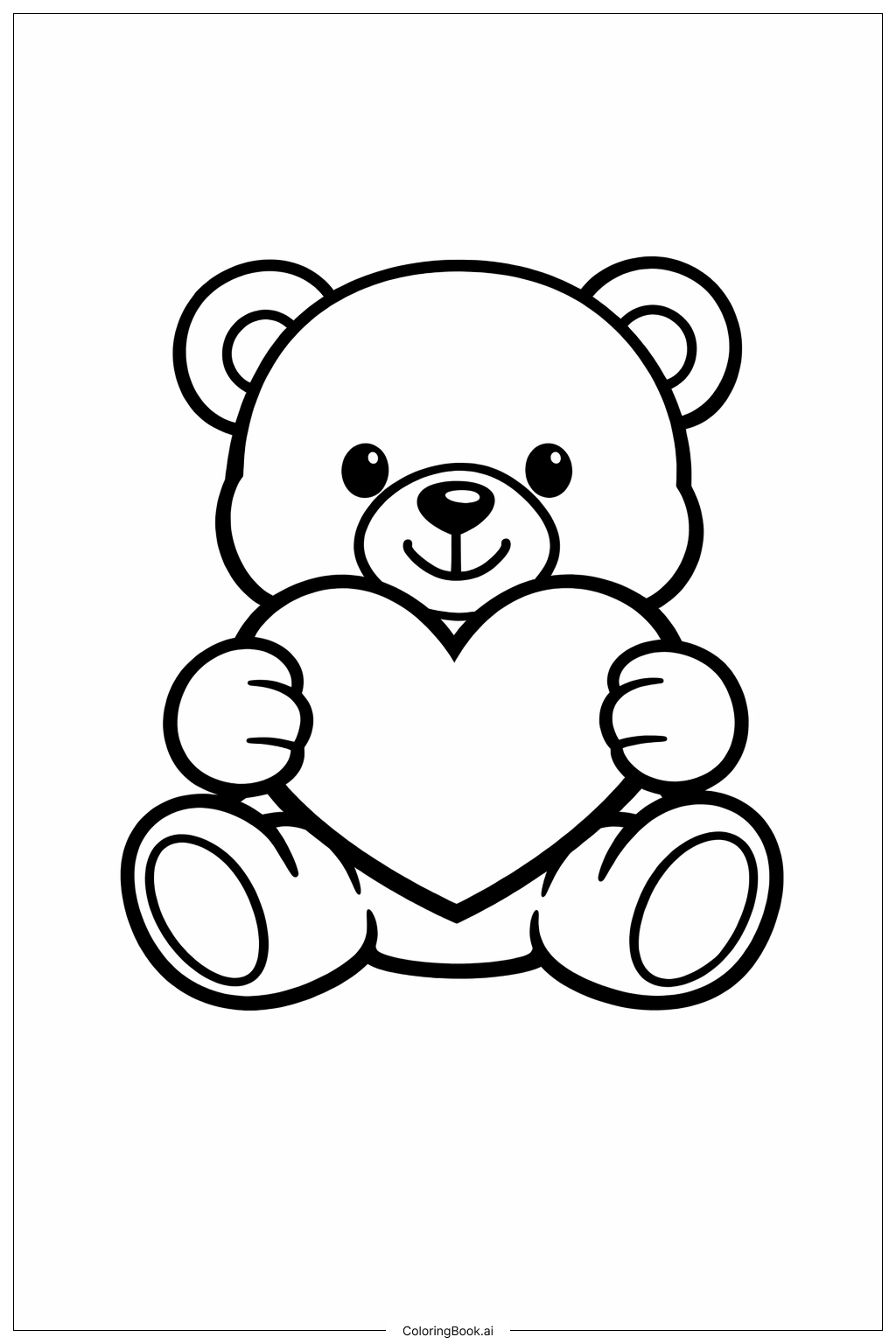  Page de coloriage Nounours de la Saint-Valentin 