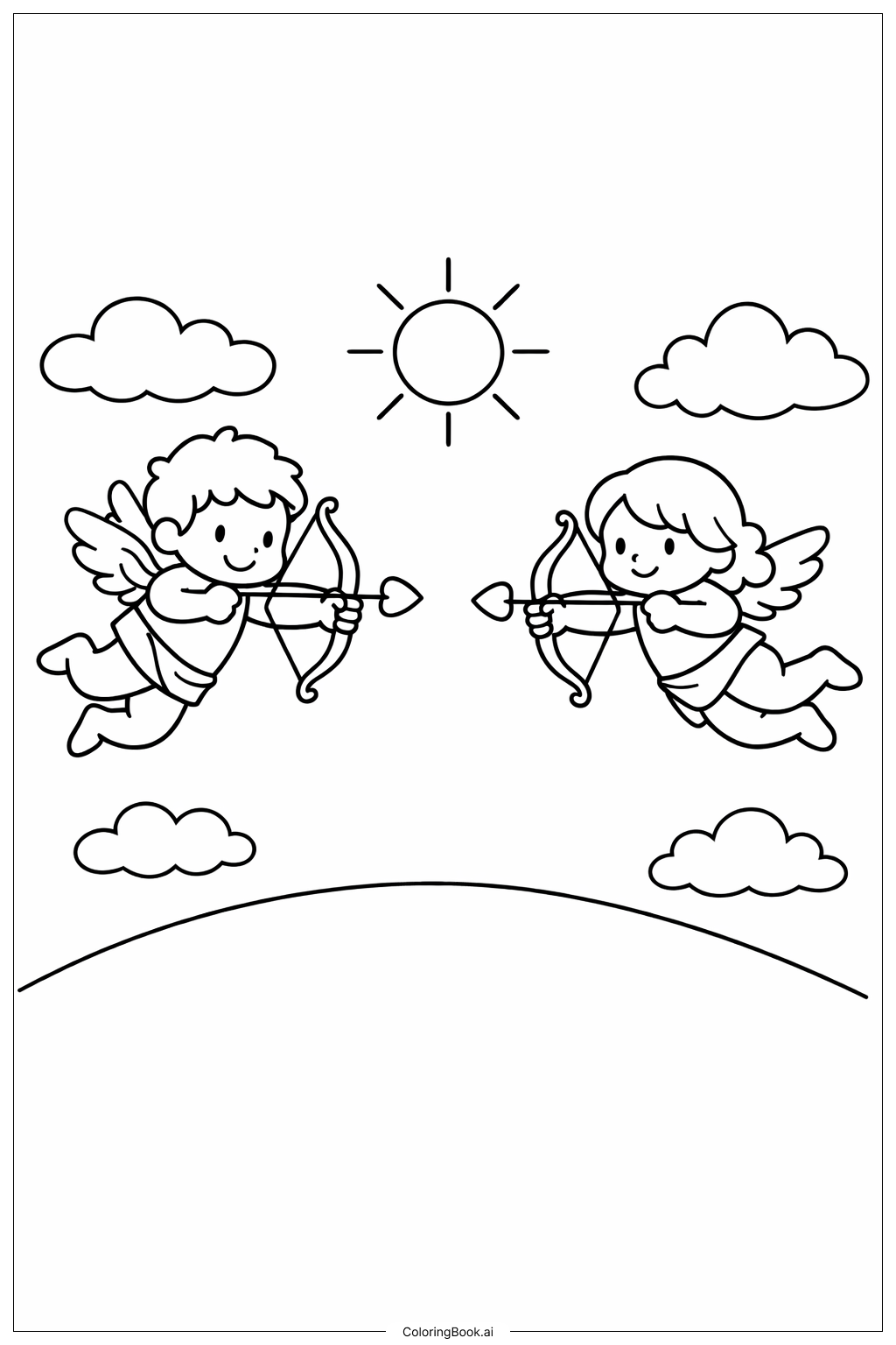  Trang tô màu Thánh Valentine Hai Thiên Thần 