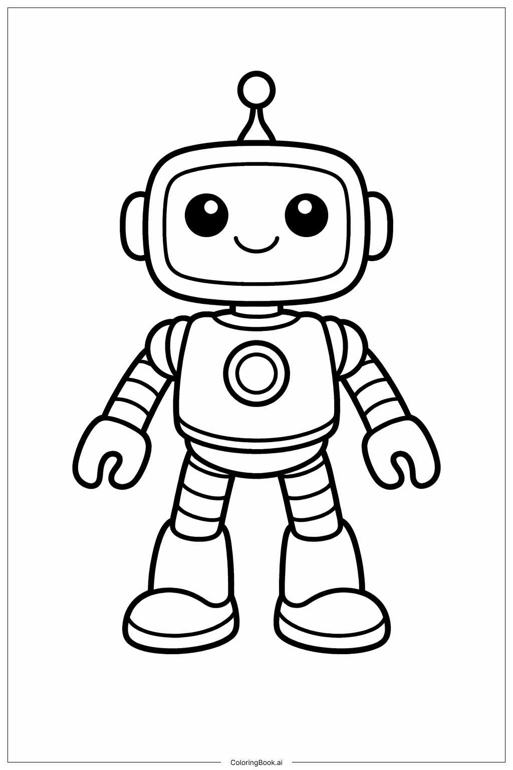  站立機器人角色著色頁 