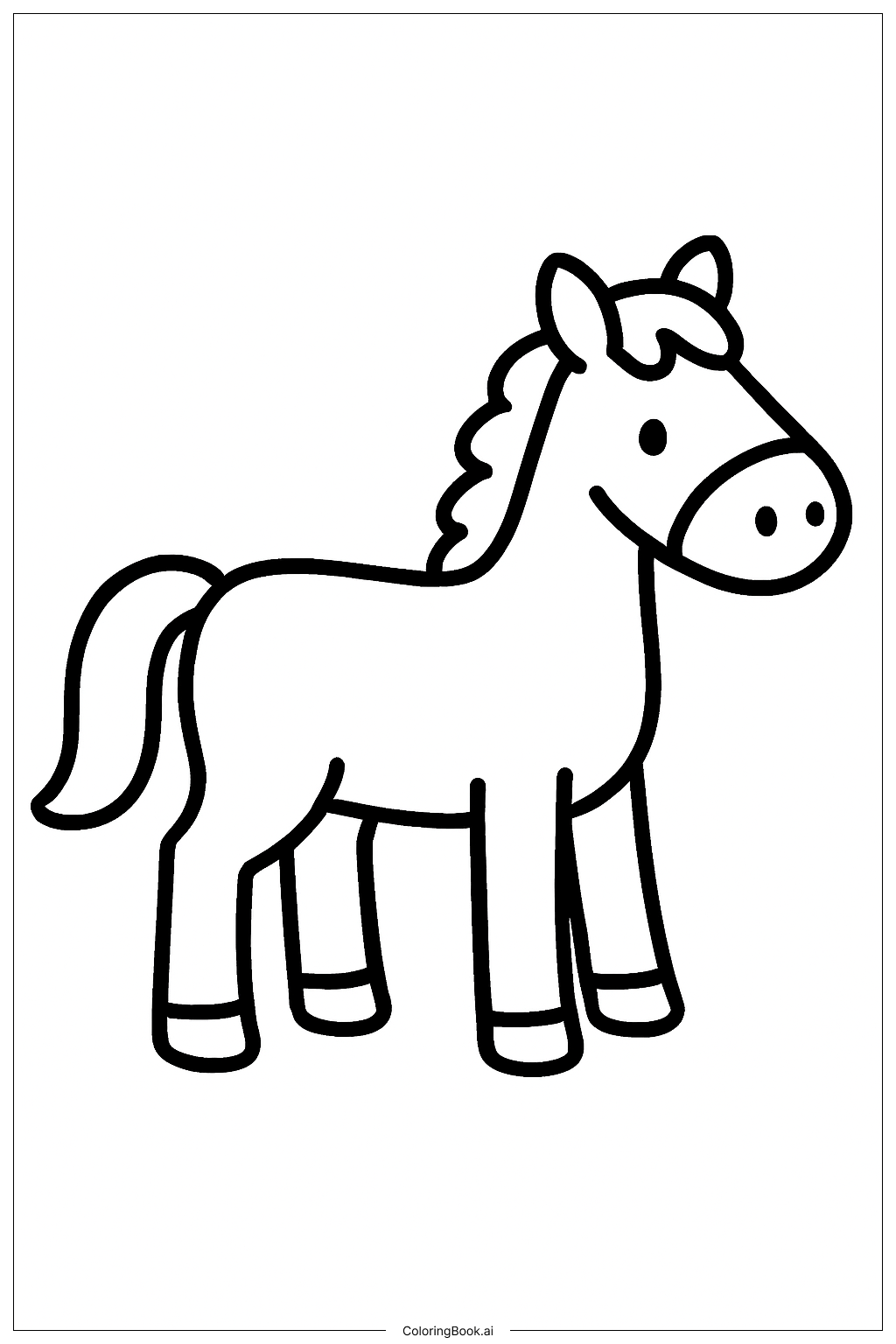  Standing Horses Coloring Page 