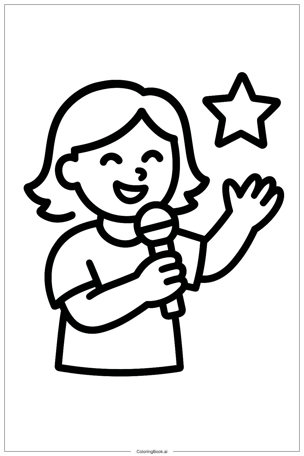  Página para colorear de Cantante Estrella de la Música 