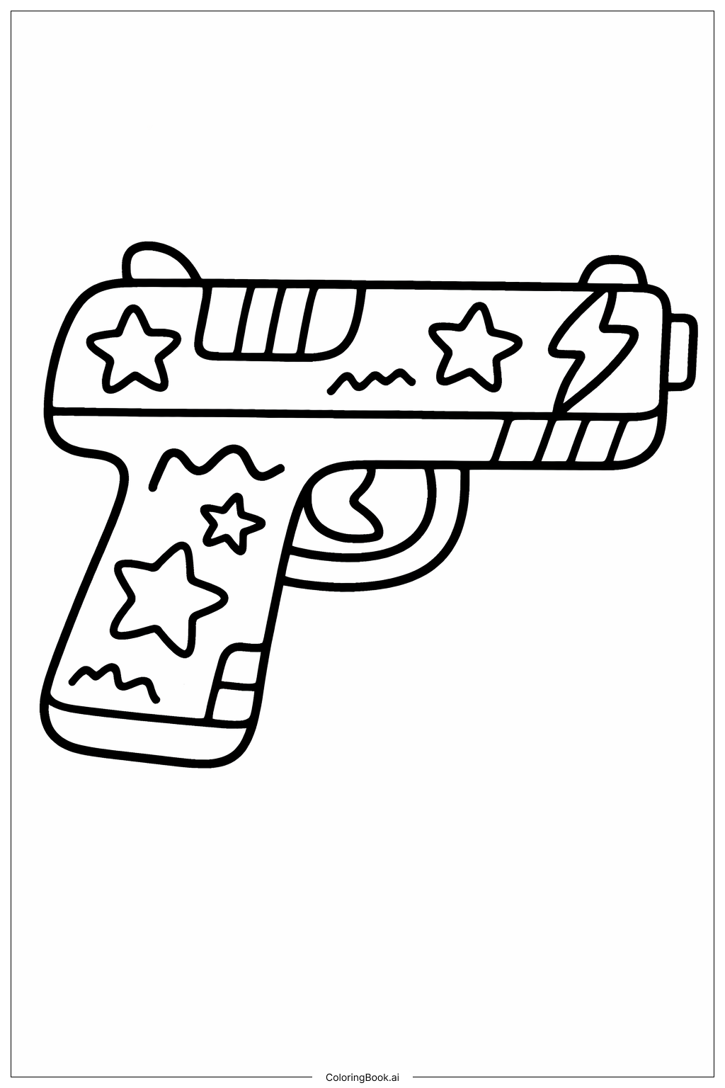  Star Pattern Gun Coloring Page 