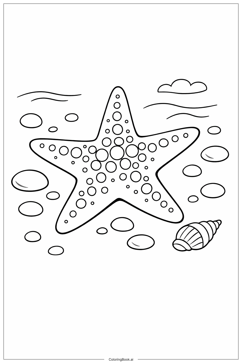 불가사리와 둥근 조약돌 색칠공부 페이지