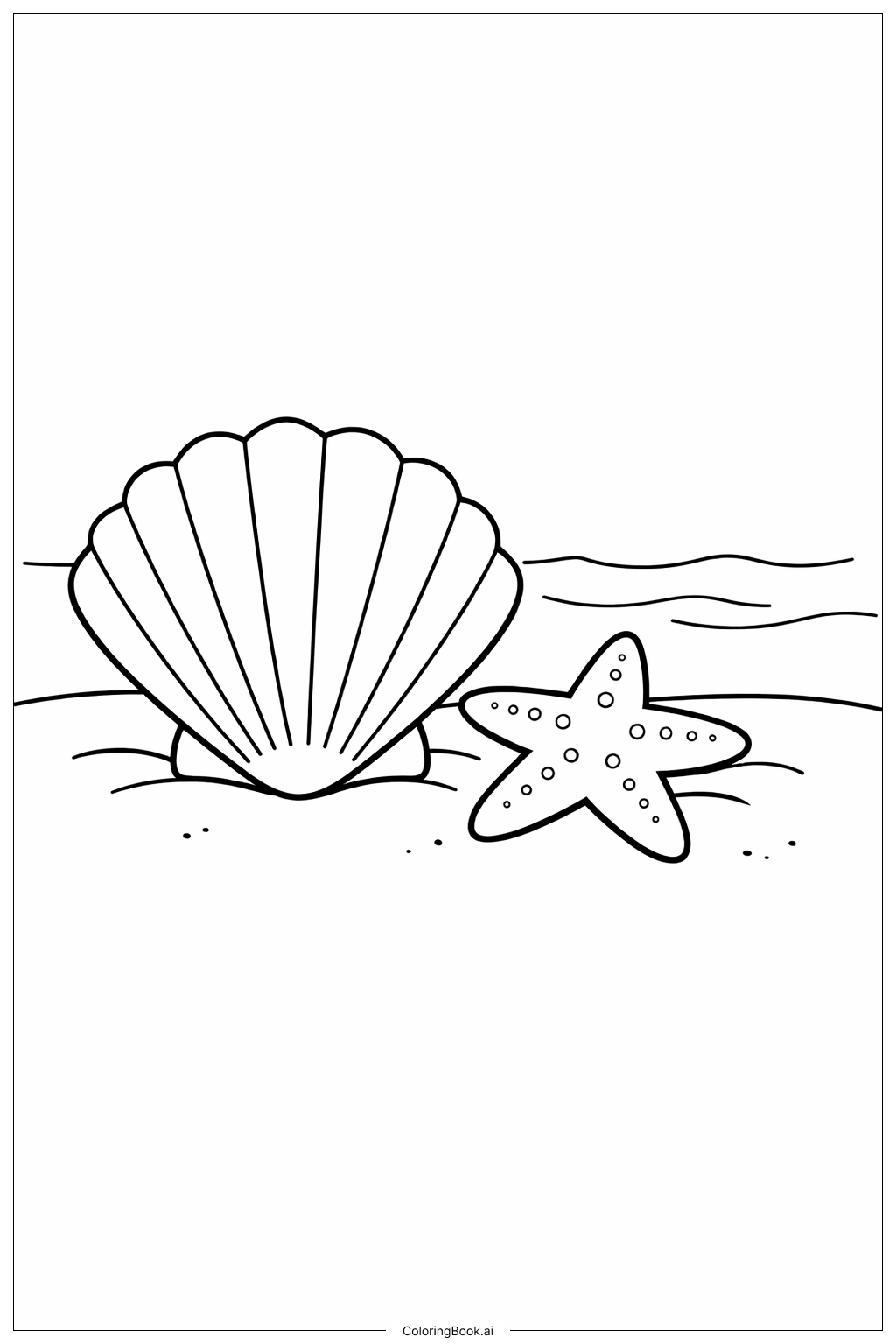 불가사리와 조개껍데기 색칠공부 페이지