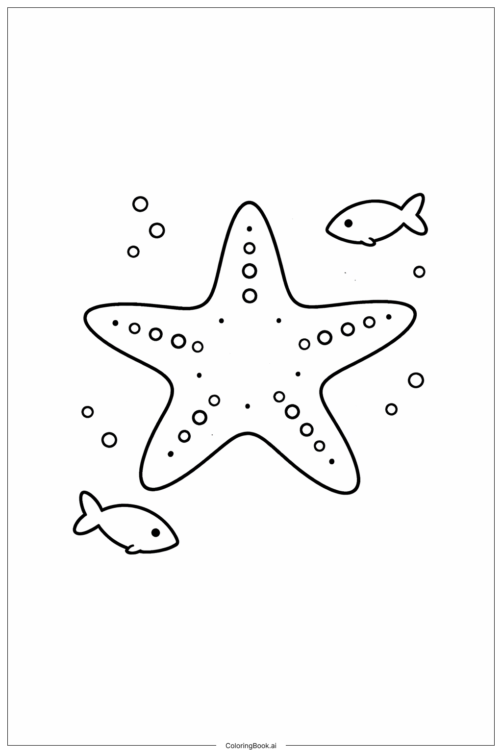  海星與小魚著色頁 