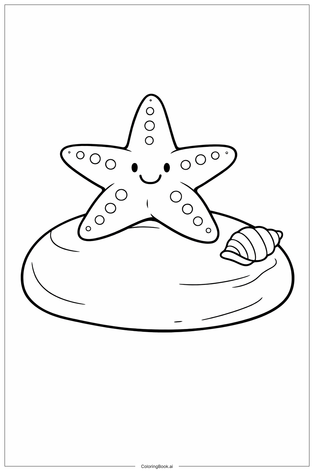 Página para colorir de Estrela-do-mar na Rocha