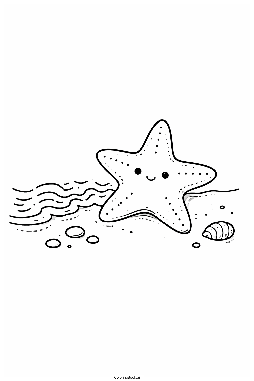 Página para colorir de Estrela-do-mar na Margem